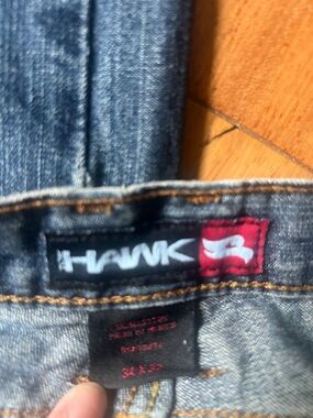 Tony Hawk Men’s Dark Blue Straight Denim Jeans with Red Logo Patch